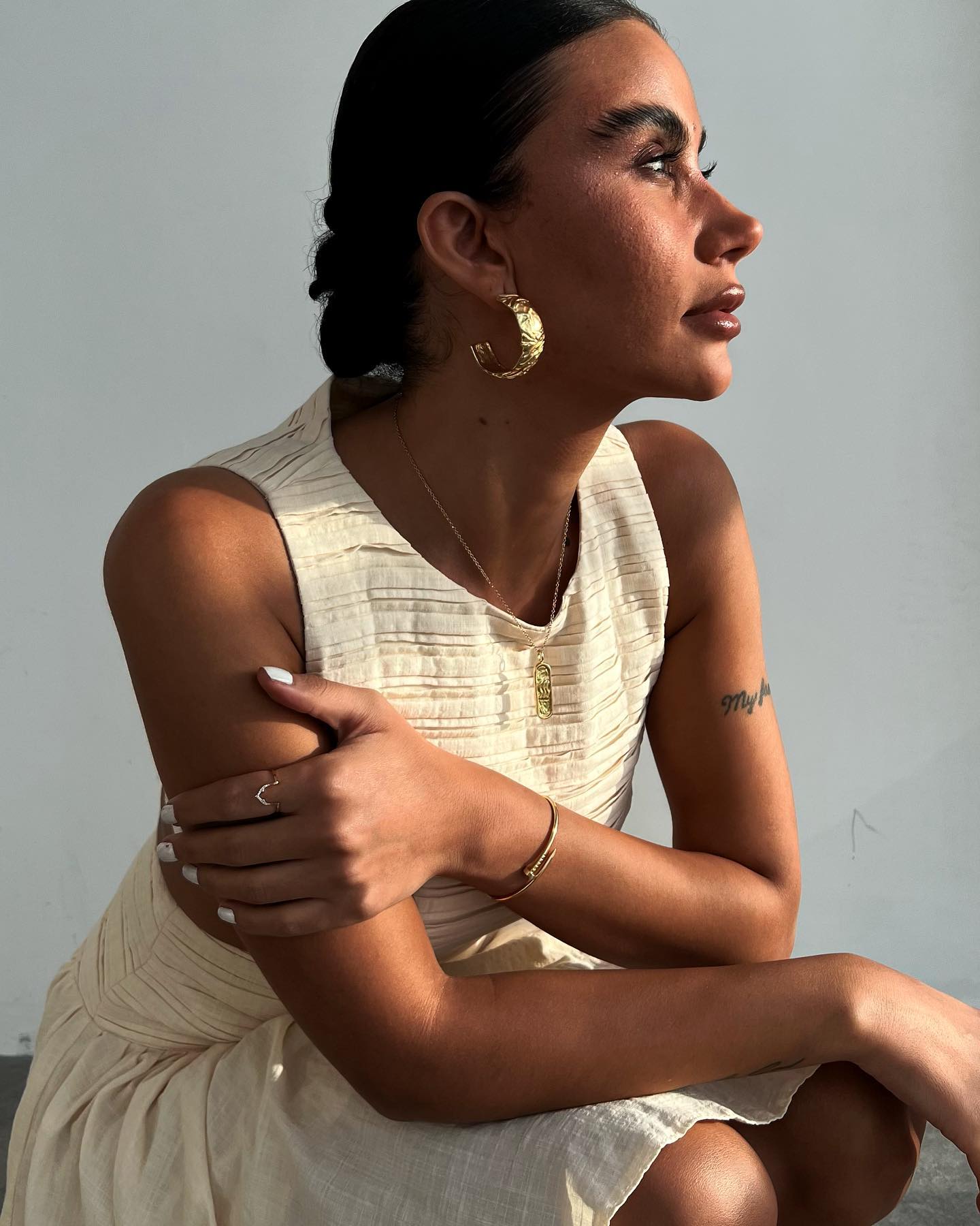 Ripple Cutout Off-White Mini Dress